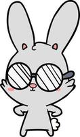 conejo lindo de dibujos animados con gafas vector
