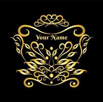 Vintage gold frame with your name on a black background vector