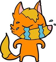 Cartoon cute fox crying vector