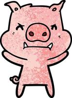 Retro grunge texture cartoon pig vector