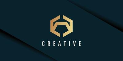 Hexagon logo with letter h concept design vector