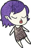 Retro grunge texture cartoon cute vampire girl vector