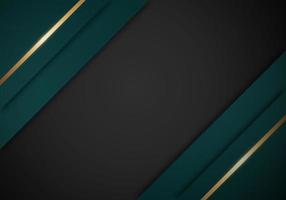 Abstract Background Green Stripes Overlapping Layer Shiny Golden Lines on Black Background with Copy Space for Text or Message vector