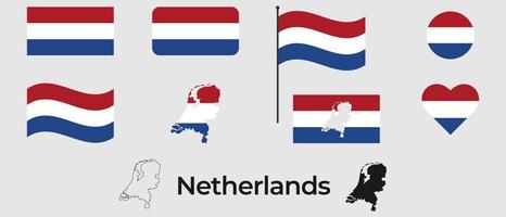 Flag of Netherlands. Silhouette of Netherlands. National symbol. vector