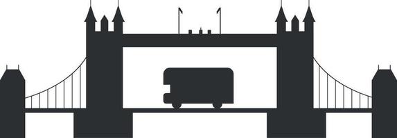 The silhouette of the Tower Bridge in London. Doubledecker bus vector