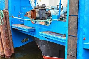 Close up of cargo ship in the port photo