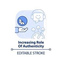 Increasing role of authenticity light blue concept icon. Digital first mindset abstract idea thin line illustration. Isolated outline drawing. Editable stroke. vector