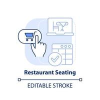 Restaurant seating light blue concept icon. Table reservation. Digital first service abstract idea thin line illustration. Isolated outline drawing. Editable stroke. vector