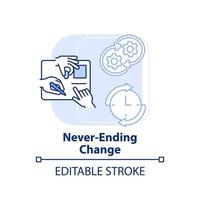 Never ending change light blue concept icon. Digital transformation disadvantage abstract idea thin line illustration. Isolated outline drawing. Editable stroke. vector