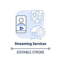 servicios de streaming icono de concepto azul claro. negocios y entretenimiento. primera idea abstracta digital ilustración de línea delgada. dibujo de contorno aislado. trazo editable. vector