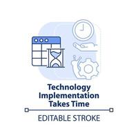 Technology implementation takes time light blue concept icon. Digital change cons abstract idea thin line illustration. Isolated outline drawing. Editable stroke. vector