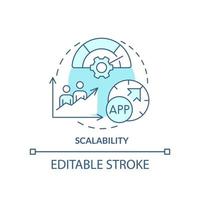 Scalability turquoise concept icon. Programing language choice criterion abstract idea thin line illustration. Isolated outline drawing. Editable stroke. vector