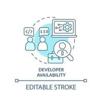 Developer availability turquoise concept icon. Programing language choice standard abstract idea thin line illustration. Isolated outline drawing. Editable stroke. vector