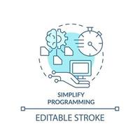 Simplify programming turquoise concept icon. Development automation. Programmer skill abstract idea thin line illustration. Isolated outline drawing. Editable stroke. vector