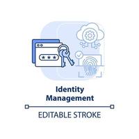 Identity management light blue concept icon. Cybersecurity risk abstract idea thin line illustration. Keep data secure. Isolated outline drawing. Editable stroke. vector