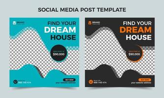 Home sale or real estate banner design, Unique dream house sale square colorful banner template, social media post design template vector