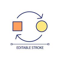 Changing data format and structure RGB color icon. Data transformation and optimization. Conversion process. Isolated vector illustration. Simple filled line drawing. Editable stroke.