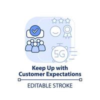 Keep up with customer expectations light blue concept icon. Digital first strategy abstract idea thin line illustration. Isolated outline drawing. Editable stroke. vector