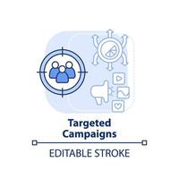 Targeted campaigns light blue concept icon. Personalized content. Digital first pros abstract idea thin line illustration. Isolated outline drawing. Editable stroke. vector