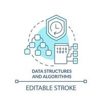 Data structures and algorithms turquoise concept icon. Programming skill abstract idea thin line illustration. Isolated outline drawing. Editable stroke. vector