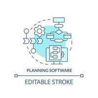 Planning software turquoise concept icon. Use models for project. Programming skill abstract idea thin line illustration. Isolated outline drawing. Editable stroke. vector