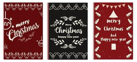 Set of Christmas and Happy New Year cards. Flower and leaf card template. Retro and trendy style. vector greeting card design elements