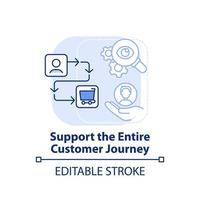 Support entire customer journey light blue concept icon. People first mindset abstract idea thin line illustration. Isolated outline drawing. Editable stroke. vector