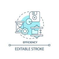 icono de concepto turquesa de eficiencia. ejecución de código. característica de los lenguajes de programación idea abstracta ilustración de línea delgada. dibujo de contorno aislado. trazo editable. vector