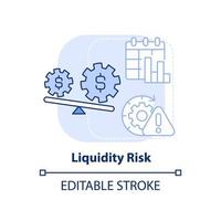 Liquidity risk light blue concept icon. Risk category abstract idea thin line illustration. Poor financial condition. Isolated outline drawing. Editable stroke. vector