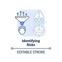 Identifying risks light blue concept icon. Risk management process abstract idea thin line illustration. Recognize hazards. Isolated outline drawing. Editable stroke. vector