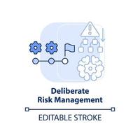 Deliberate risk management light blue concept icon. Supervise risk abstract idea thin line illustration. Crisis situation. Isolated outline drawing. Editable stroke. vector