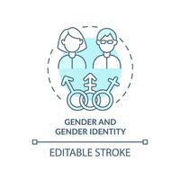 Gender and gender identity turquoise concept icon. Diversity type abstract idea thin line illustration. Achieve equality. Isolated outline drawing. Editable stroke. vector