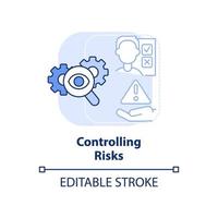 Controlling risks light blue concept icon. Risk management process abstract idea thin line illustration. Hazard assessment. Isolated outline drawing. Editable stroke. vector