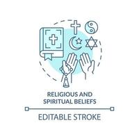 Religious and spiritual beliefs turquoise concept icon. Diversity type abstract idea thin line illustration. Isolated outline drawing. Editable stroke. vector