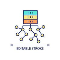 Data warehousing hierarchy RGB color icon. Storage structure. Database. Data from multiple sources. Isolated vector illustration. Simple filled line drawing. Editable stroke.