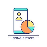 Mobile usage statistics RGB color icon. Target audience for mobile phones. Cellular data analysis. Isolated vector illustration. Simple filled line drawing. Editable stroke.