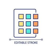 Structured data RGB color icon. Detailed information. Organized data system. Improved optimization. Isolated vector illustration. Simple filled line drawing. Editable stroke.