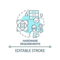 Hardware requirements turquoise concept icon. Programing language choice criterion abstract idea thin line illustration. Isolated outline drawing. Editable stroke. vector