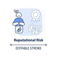 Reputational risk light blue concept icon. Risk type abstract idea thin line illustration. Threats to company reputation. Isolated outline drawing. Editable stroke. vector