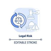 Legal risk light blue concept icon. Risk category abstract idea thin line illustration. Incorrect governing law. Isolated outline drawing. Editable stroke. vector