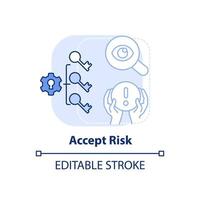 Accept risk light blue concept icon. Risk management step abstract idea thin line illustration. Hazard acceptance. Isolated outline drawing. Editable stroke. vector