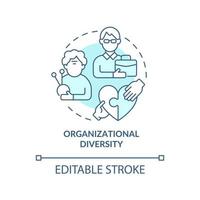 Organizational diversity turquoise concept icon. Workplace diversity category abstract idea thin line illustration. Isolated outline drawing. Editable stroke. vector