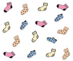 doodle pattern of warm multicolored socks vector