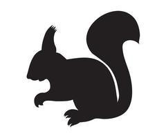 black and white shadow, squirrel silhouette vector