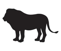 black and white shadow, silhouette of a standing lion vector