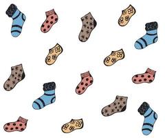 doodle pattern of warm multicolored socks vector