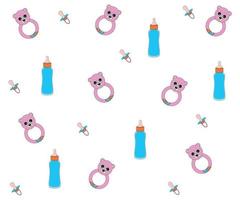 children's pattern of rattles,teats and food bottles