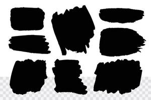 Set of brush stroke black ink silhouettes. Vector hand painted background for design