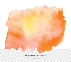 Orange watercolor stain isolated background. Vector hand painted abstract background for design