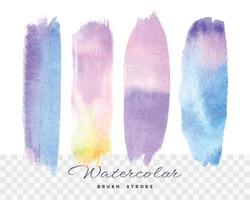 Set of watercolor brush stroke in lilac and blue colors.Vector hand painted background for design vector